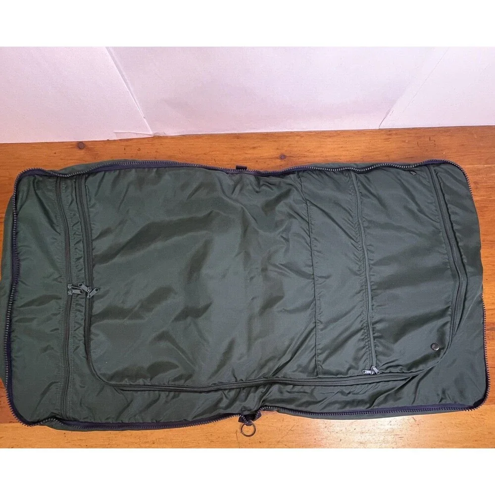 Lands End Lighthouse Vintage Greeen‎ & Blue Nylon Garment Bag Travel USA-Made